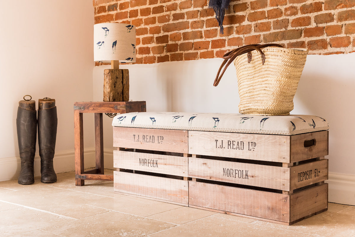 Apple crate storage bench