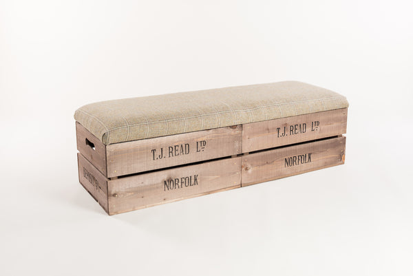 Barn owl tweed apple crate long footstool