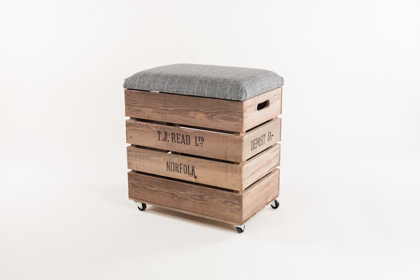 Grey stripe tweed breakfast bar stool
