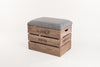 Grey stripe storage stool