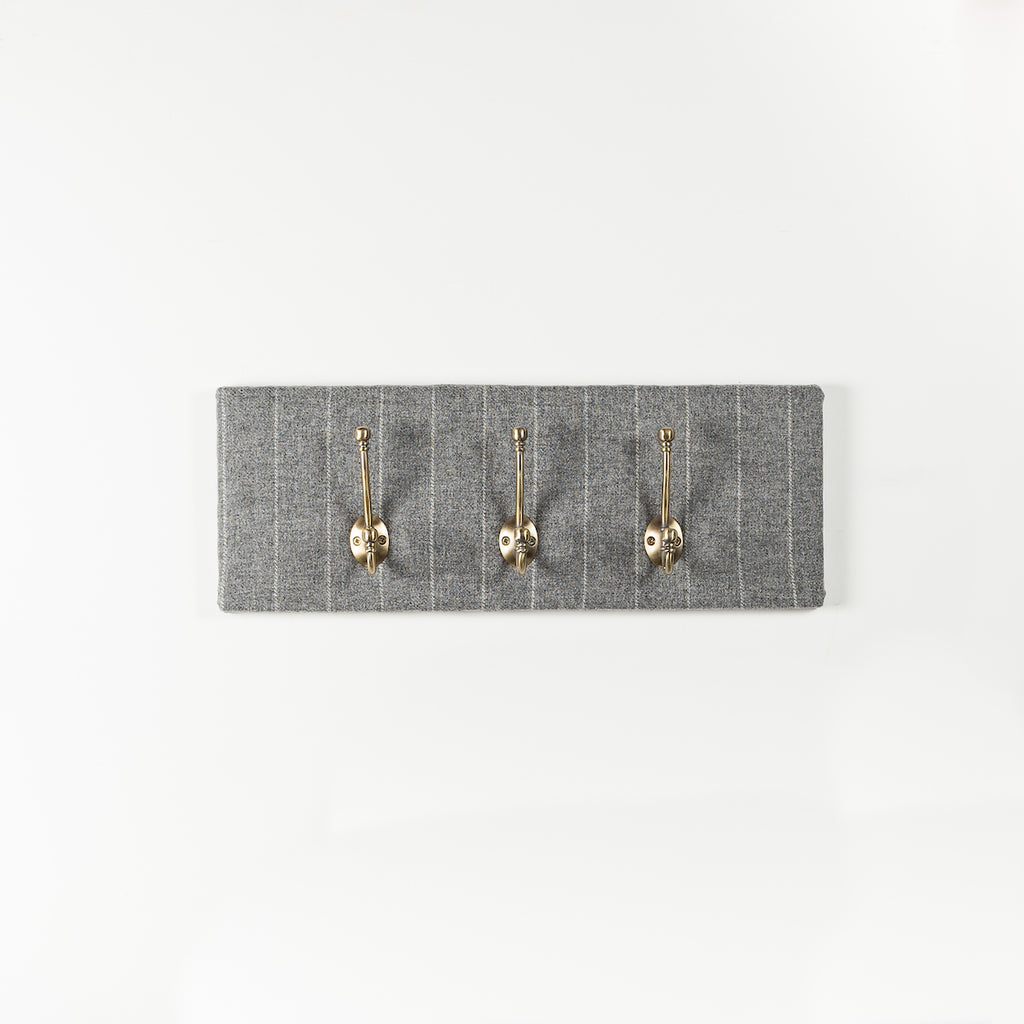 Grey stripe tweed coat hooks