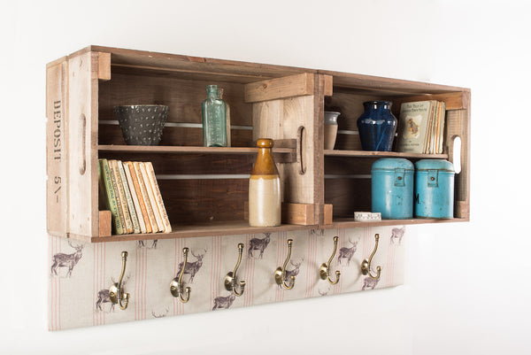 Red stripe stag hallway storage set.