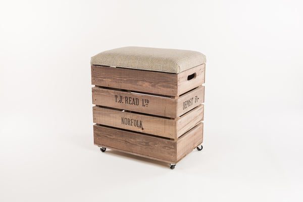 Barn owl tweed apple crate breakfast bar stool