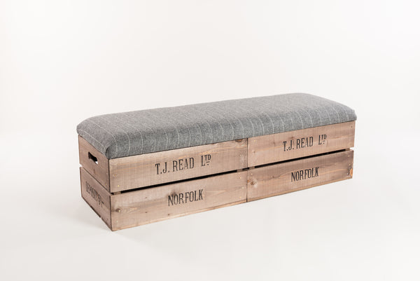 Grey stripe long footstool