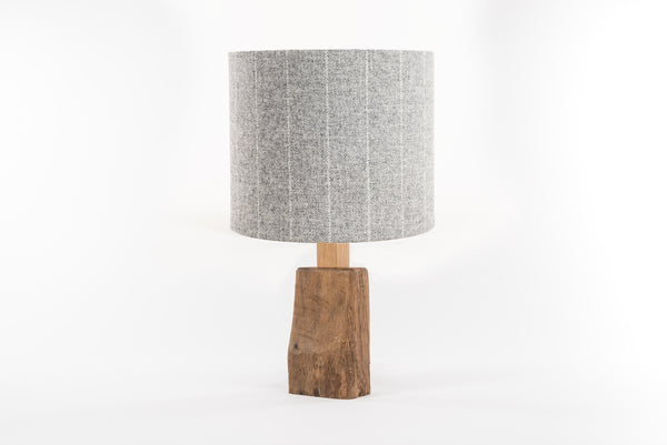 Grey stripe tweed table lamp