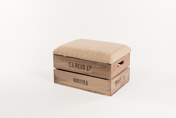 Natural stripe tweed footstool