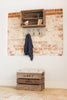 Barn owl tweed apple crate shelves and coat hooks