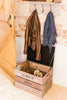 Barn owl tweed apple crate storage stool