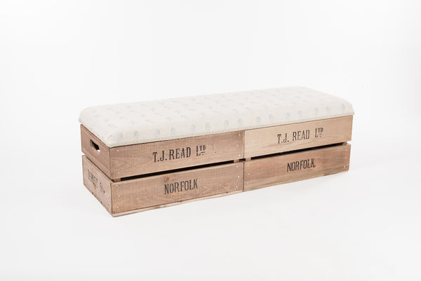 Blue fern long footstool