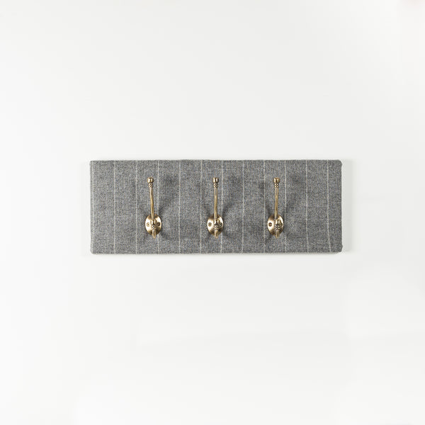 Grey stripe tweed coat hooks