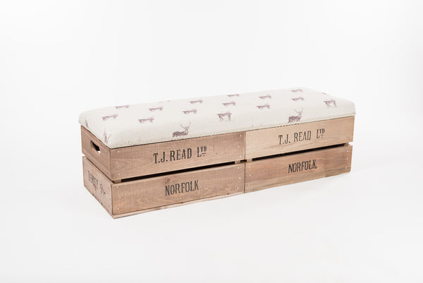 Natural stag long footstool