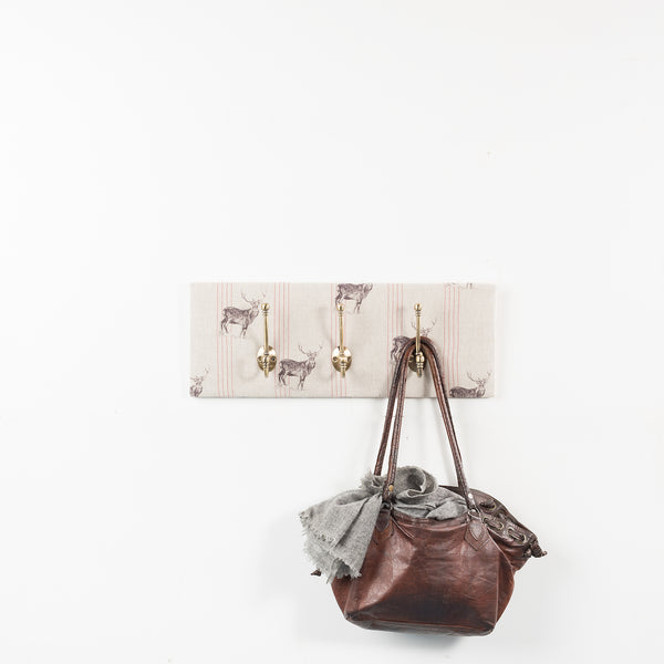 Red stripe stag coat hooks