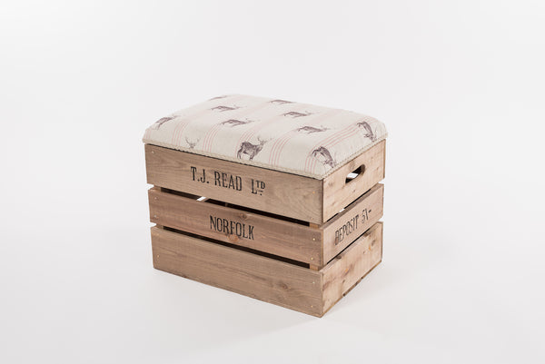 Red stripe stag storage stool